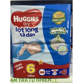 Tã dán sơ sinh Huggies NB 70+6 miếng tràm trà