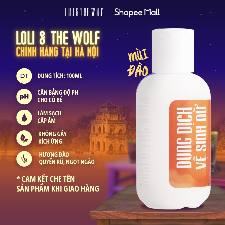 Dung Dịch Vệ Sinh Phụ Nữ Loli The Wolf Mùi Đào Thơm Mát Lành Tính 100ml