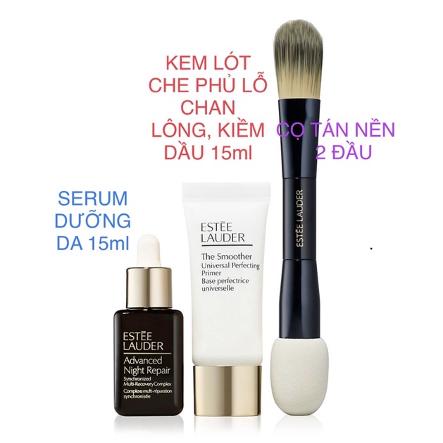 Set Estee Lauder 3 món kem lót, cọ và serum 15ml bổ sung cho lớp nền của bạn và tạo ra một vẻ ngoài hoàn hảo