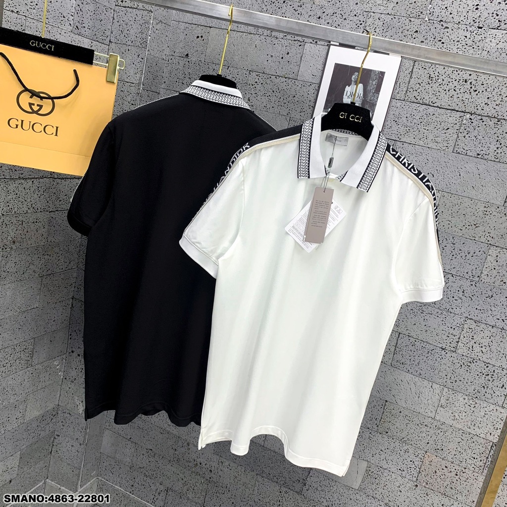 Áo Polo Nam Viền Vai DIO Cổ Thêu Hoạ Tiết Vải Mát Mịn Cao Cấp