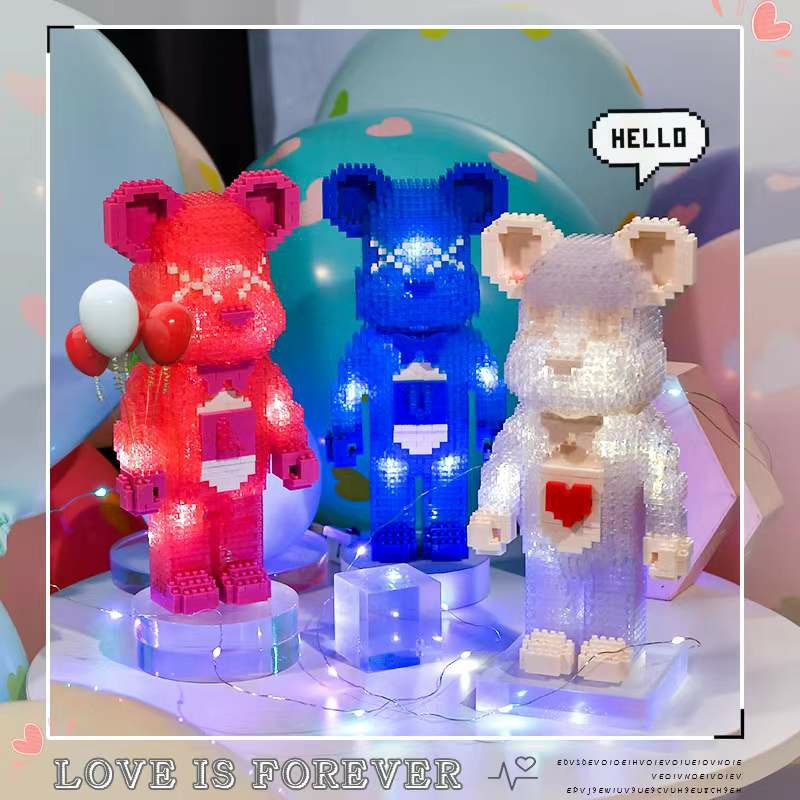 Lắp ráp mô hình Gấu Đặc Biệt CÓ ĐÈN, Sưu tập 5 con thành chữ LOVE <3