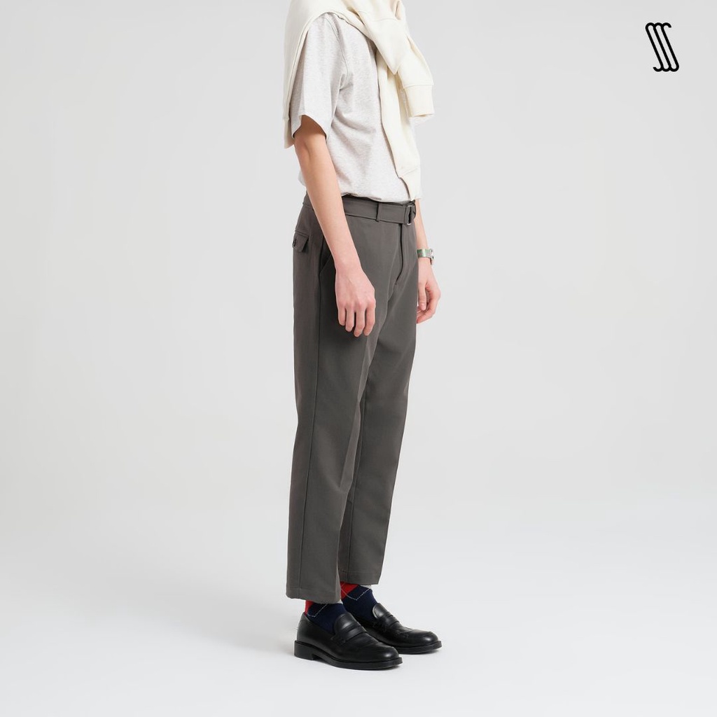 Quần âu ống đứng cạp chun nam SSSTUTTER lưng chun ẩn có đai đi kèm tách rời dáng cropped đứng dáng DAI TROUSERS ver.2