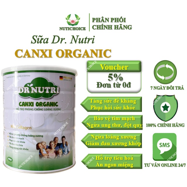 Sữa Bột Dr Nutri Canxi Organic Bổ Sung Canxi Và Glucosamin Chống Loãng Xương, Giảm Nhức Mỏi, Phòng Bệnh Tim Mạch