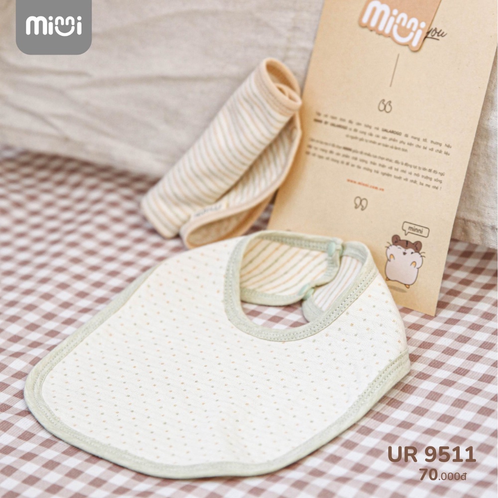 Yếm sơ sinh cho bé Ualarogo set 2 chiếc vải sợi Organic Cotton mềm mịn thoáng khí co giãn cúc bấm 9511