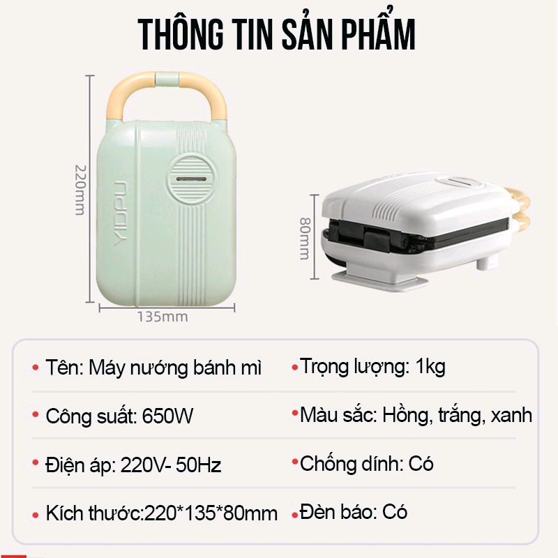 Máy Máy Nướng Bánh Mì Máy Kẹp Bánh Mì Sandwich YIDPU Có Thay Được Khuôn- Máy Làm Bánh Đa Năng