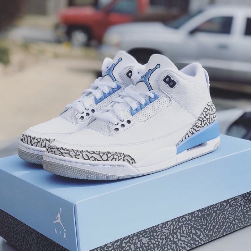 Giày JD3 Retro UNC Blue White Da Thật [ Fullbox Cứng Cao Cấp ]