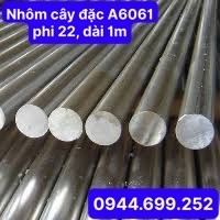 Nhôm cây tròn đặc a6061 phi 22mm, dài 1m