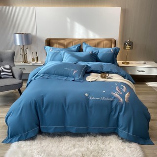 Bộ chăn ga gối cotton line thêu 4 món nhập khẩu cao cấp