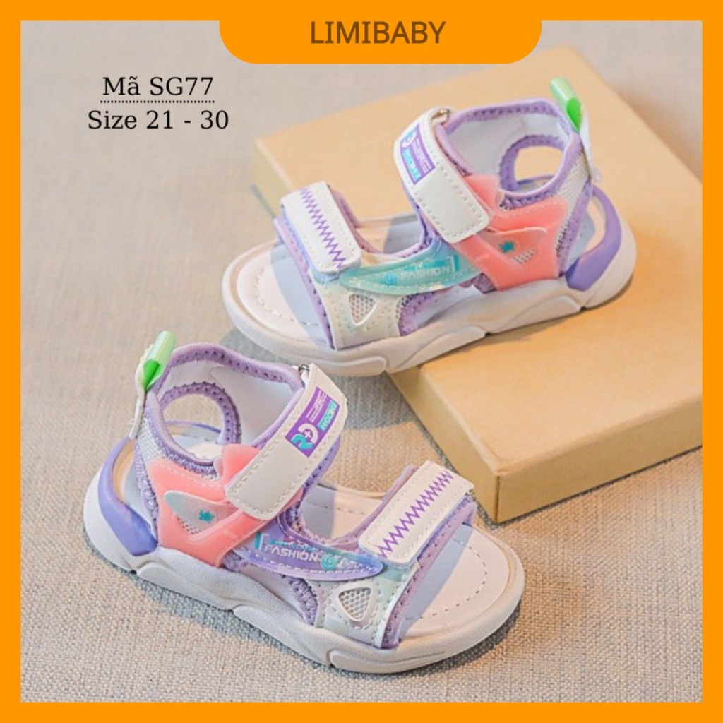 Dép quai hậu bé gái 1 - 5 tuổi êm nhẹ chống trơn sandal hở mũi phối màu tím trắng thời trang đi học đi chơi SG77