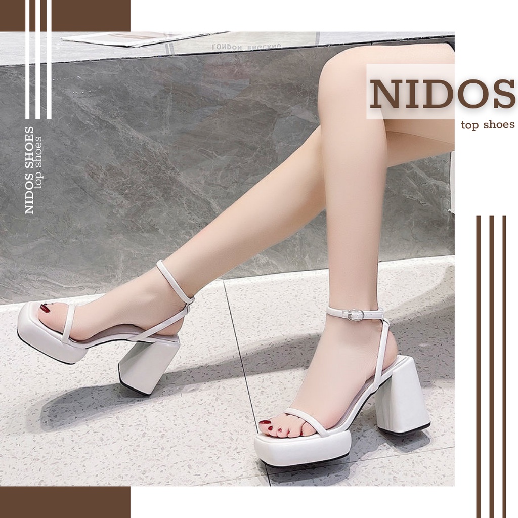 Giày Cao Gót Nữ Đế Vuông Nidos 10cm, Giày Sandal Cao Gót Nữ Siêu Xinh, Siêu Xịn