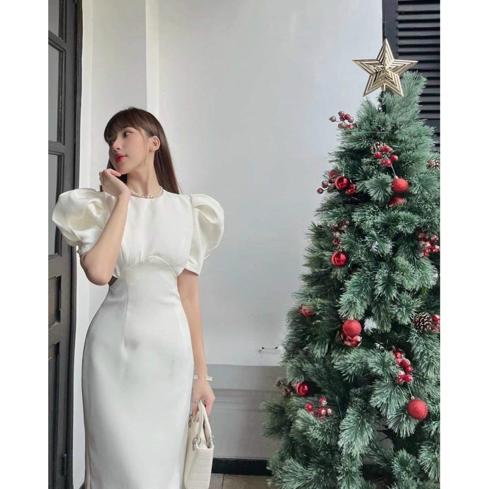 Đầm dự tiệc ôm body tay phồng khoét eo quyến rũ chất umi cao cấp - Đầm body khoét eo tay phồng có sẵn mút ngực nhiều màu