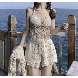 Set đồ đi biển dệt kim phong cách boho