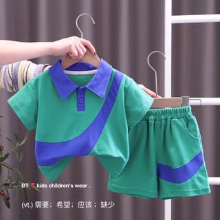 Bộ phẩy xanh cổ bẻ bé trai