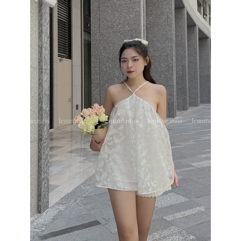 Áo Yếm Vol Tơ Thêu Hoạ Tiết Mặc Được 2 Kiểu Phù Hợp Mọi Lứa Tuổi MUS SEYA TOP
