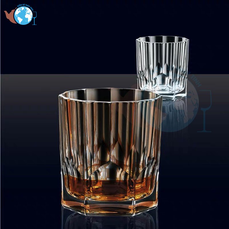 Ly whisky cao cấp 300ml / ly thủy tinh trụ sọc lớn trắng E66B02 / ly rock