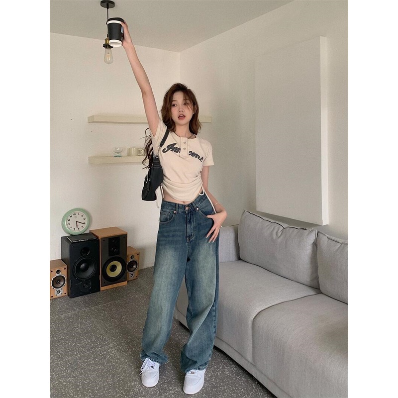 Áo Thun Dệt Kim Mỏng Tay Ngắn Phối Dây Rút Thời Trang Dành Cho Nữ