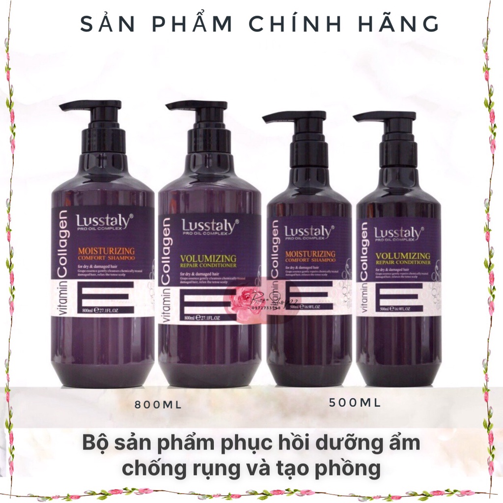 Bộ Gội Xả Lusstaly vitamin E dưỡng ẩm phục hồi tóc chống rụng tăng phồng cặp gội xả lustaly vitamin e 500ml - 800ml