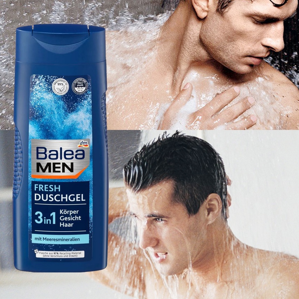 Sữa tắm gội rửa mặt cho nam BALEA Men 3 trong 1, làm sạch cơ thể, nuôi dưỡng tóc chuyên sâu <Hàng Đức 300ml>