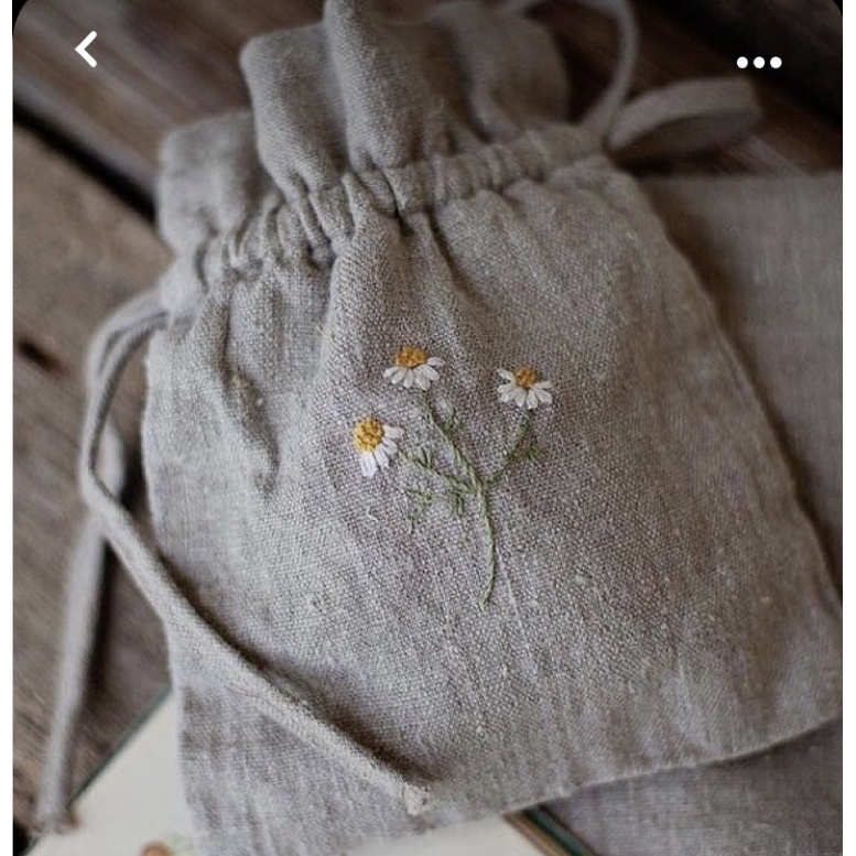 Túi thơm linen rút dây thêu tay khổ 15*11