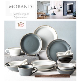 Bộ bát đĩa sứ 28 món Morandi Ijarl Nordic Styles cao cấp mix 3 màu
