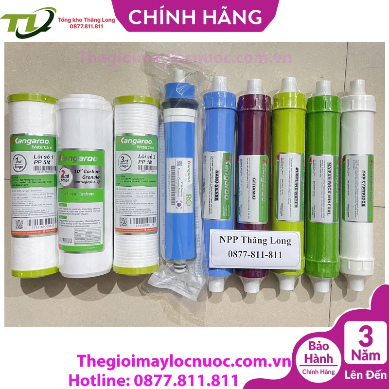 Combo 8 lõi lọc nước Kangaroo số 1-2-3-4-5-6-7-8 - Dùng được cho tất cả các loại máy lọc