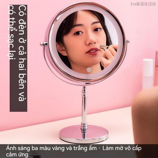 Gương trang điểm hai mặt phóng đại 8.5inch 3 lần 5 lần có đèn led và thể điều chỉnh độ cao gương led phóng to tấm gương