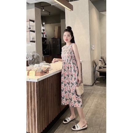 Váy hoa ly xếp thô ba lỗ