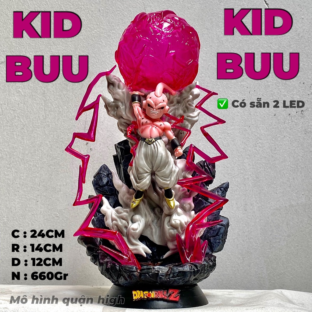Mô hình Majin Buu  dùng chiêu quả cầu hủy diệt - Ma bư có đèn LED cực đẹp - mô hình Kid buu cao 24CM