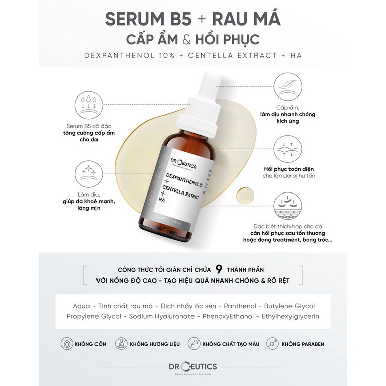 Serum DrCeutics B5 5-10% cấp ẩm phục hồi toàn diện