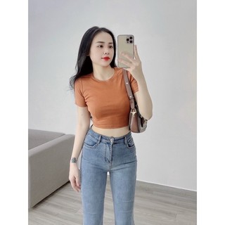 Áo Thun Body Tay Ngắn Dáng Lửng Thun Lụa Mịn Mát