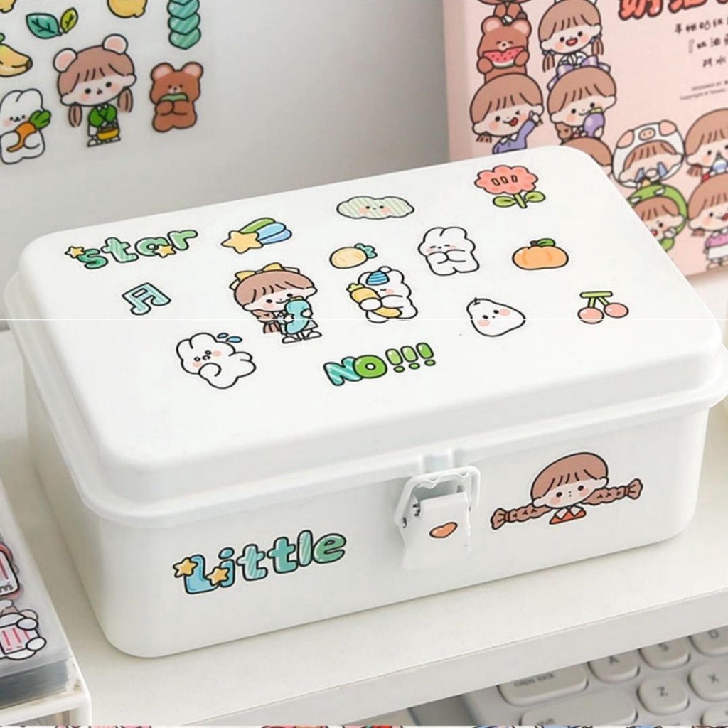 Hộp 100 tấm Sticker Hình Dán Họa Tiết Hoạt Hình Trang Trí siêu đáng yêu