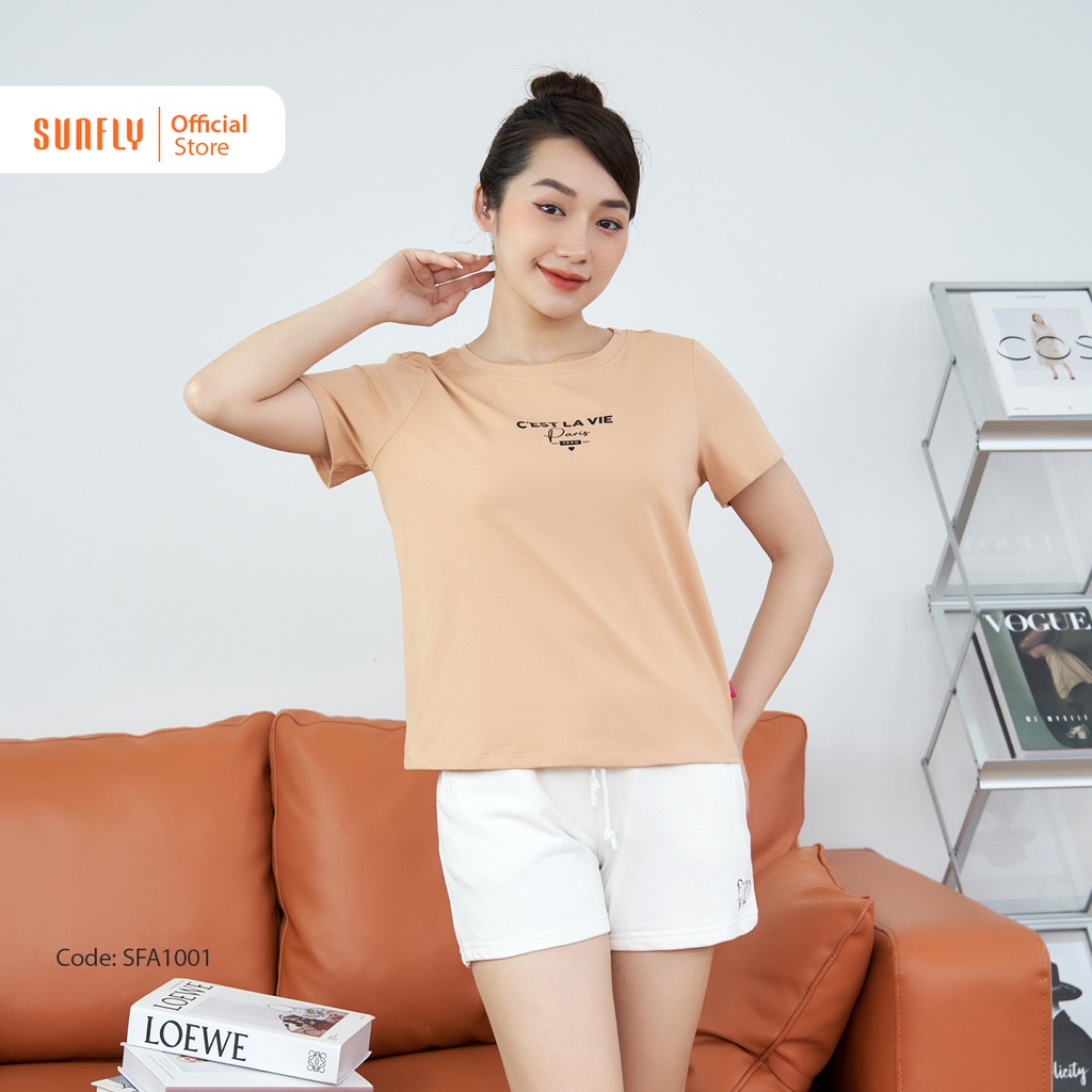 Áo Phông Nữ Basic Cotton SUNFLY Trẻ Trung, Năng Động Dạo Phố SFA1001