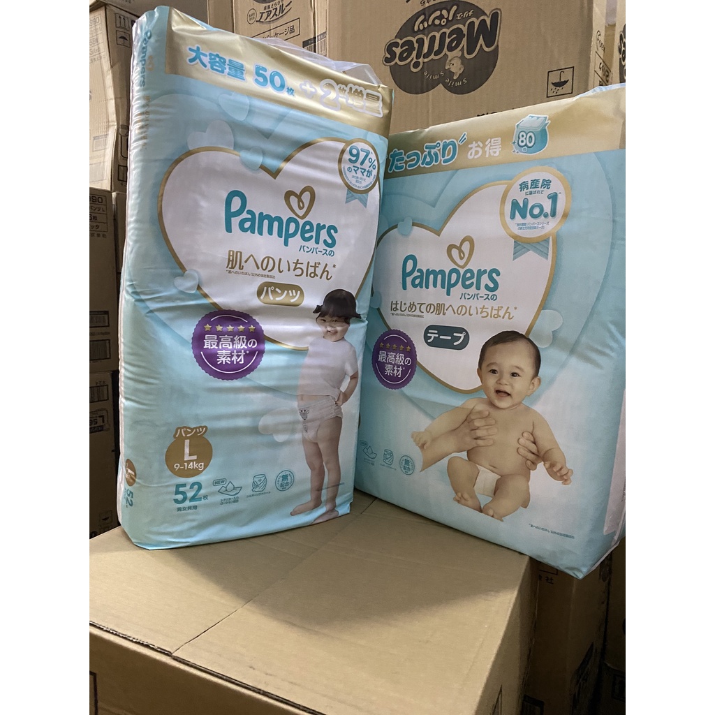 Tã Bỉm Pampers Premium nội địa Nhật dán/quần S80/M66/M64/L52/XL48