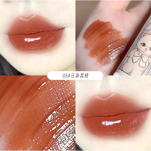 Son bóng GEGE BEAR Water Light Lip Glaze gấu tím dễ thương