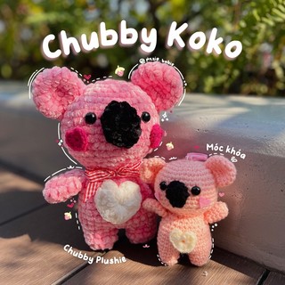 Chubby Koko - Gấu bông móc len hình gấu Koala hồng - Móc chìa khoá len hình gấu Koala