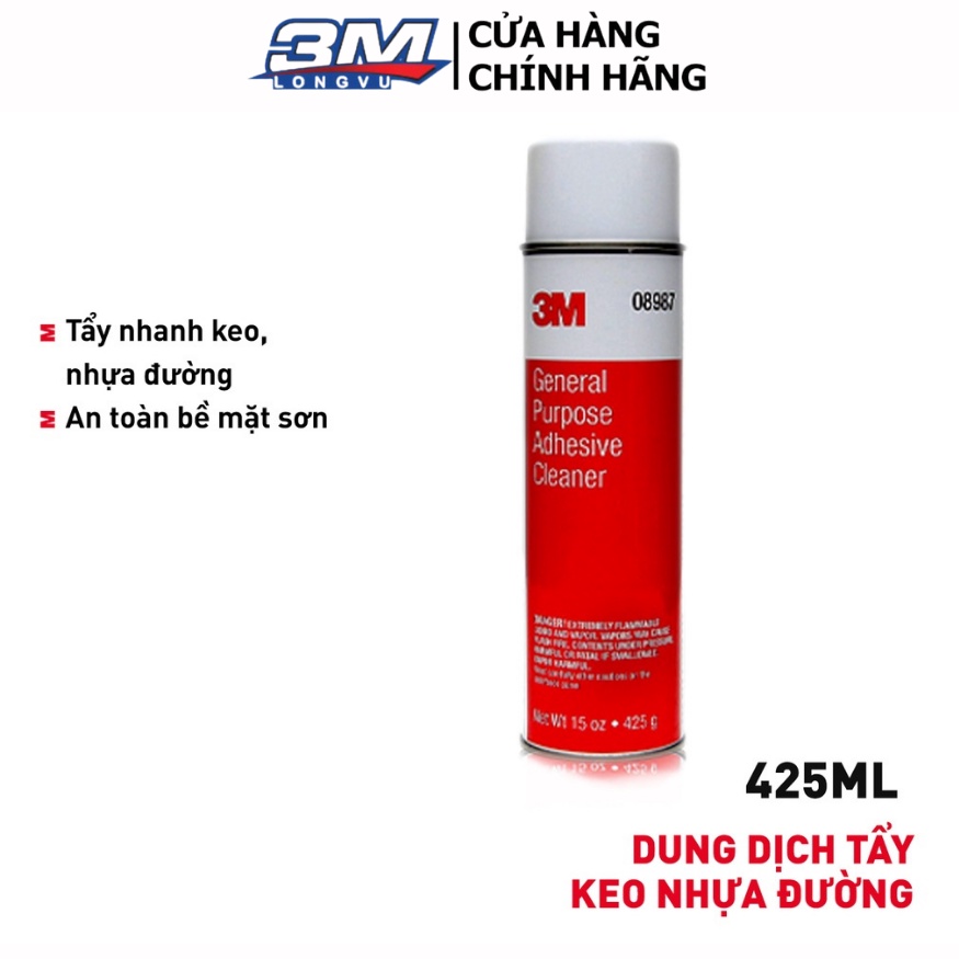 Chai xịt tẩy keo nhựa đường 3M General Purpose Adhesive Cleaner tẩy vết keo băng dính - 3M Long Vu