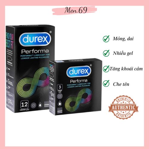 Bao cao su BCS Durex Performa siêu mỏng chống xuất tinh sớm ôm khít tăng khoái cảm kéo dài thời gian Men.69