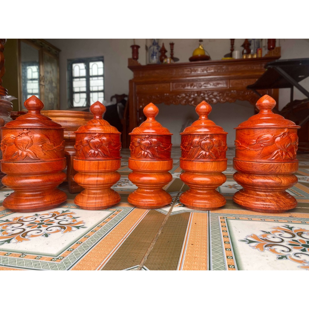 Bộ Thờ Gia Tiên Khay Đài Nước Bằng Gỗ Hương