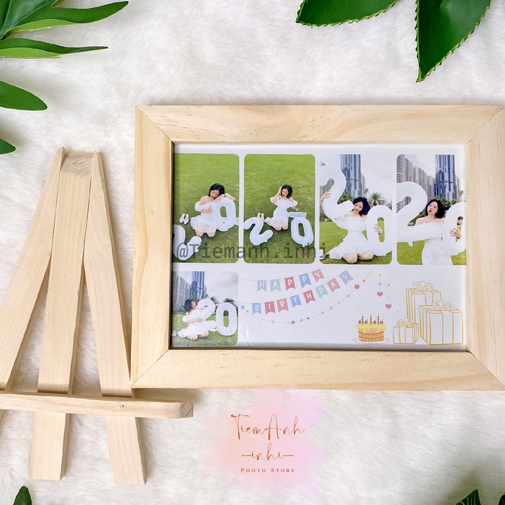 KHUNG ẢNH CHÂN GIÁ GỖ KÈM IN ẢNH THEO YÊU CẦU, QUÀ TẶNG TRANG TRÍ ĐỂ BÀN