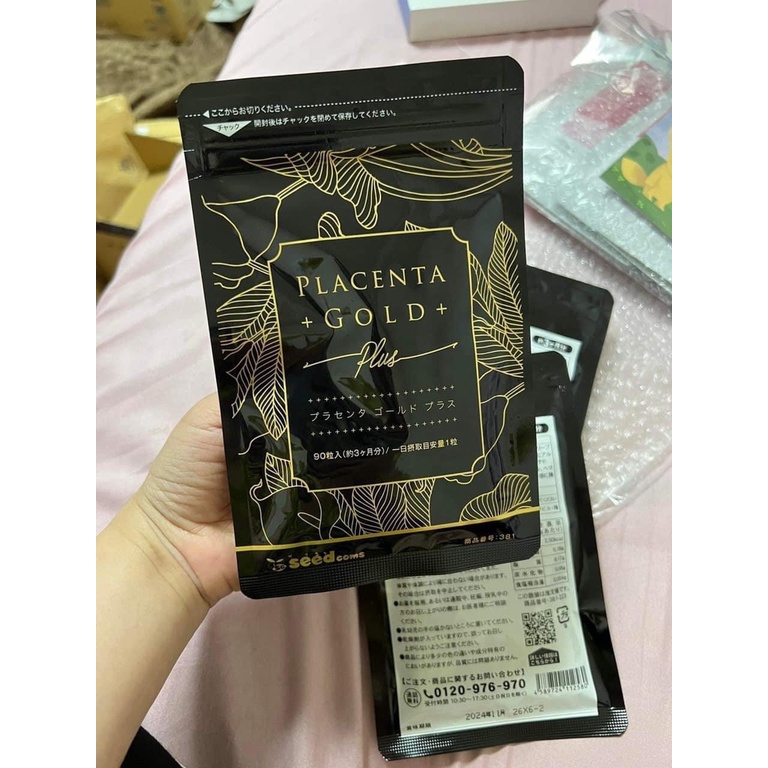 Viên Uống bổ sung Collagen Cô Đặc Placenta Gold Seedcoms Nhật Bản 90 viên