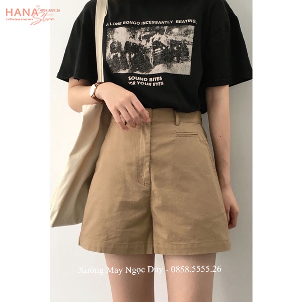 Quần đùi nữ kaki thô túi mổ khóa thật - Quần Short nữ lưng cao Ulzzang - Quần sooc nữ cạp cao mặc nhà đi biển mùa Hè đẹp | BigBuy360 - bigbuy360.vn