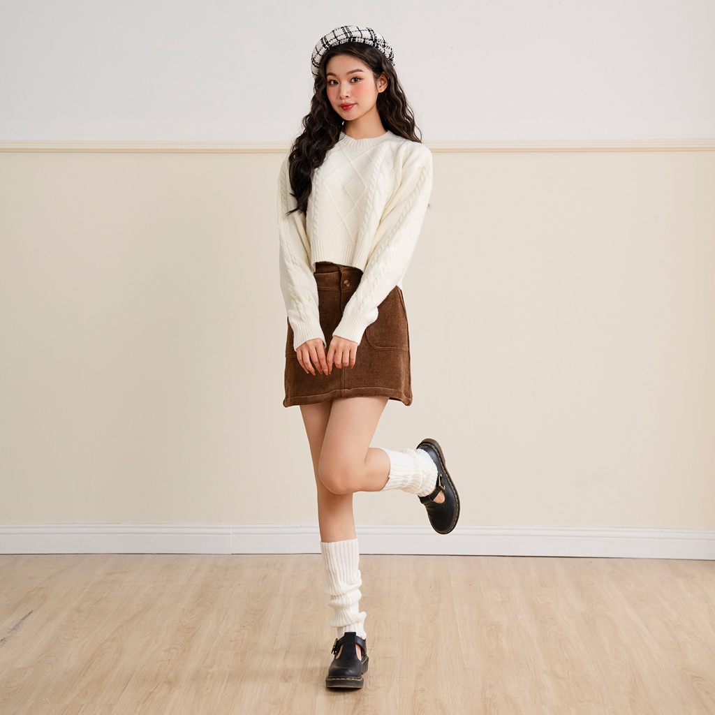 BLEUBIRD Chân váy nhung tăm mịn Brownie Skirt