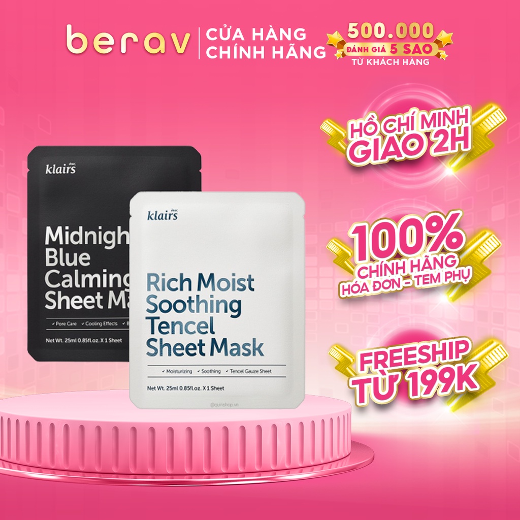 Mặt Nạ Phục Hồi Da, Dưỡng Ẩm, Bảo Vệ Da Khỏe Mạnh Klairs Sheet Mask 25ml