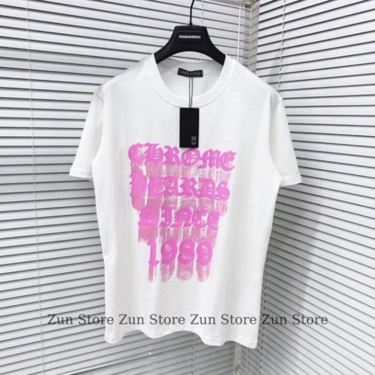 Áo Phông Premium Cotton in Chữ Chrome Hearts 1989 , Áo Thun Tay Lỡ Cổ Tròn From rộng Unisex cho Nam Nữ
