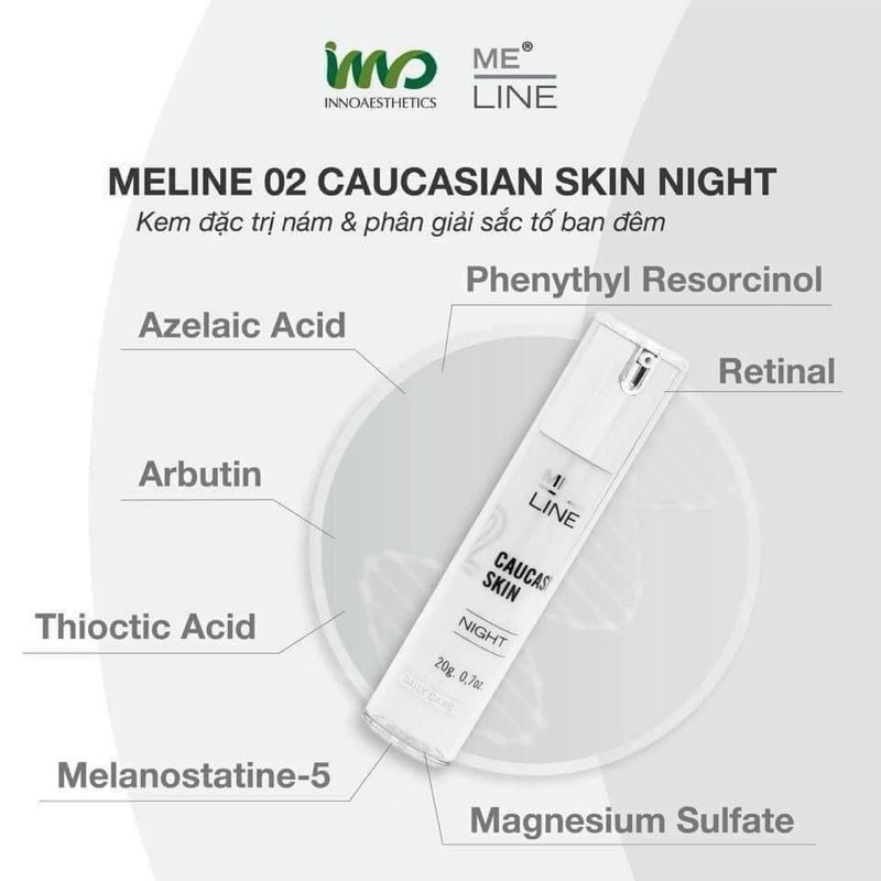 Kem giảm nám, phân giải sắc tố ban đêm Meline 02 Night Caucasian Skin 20gram