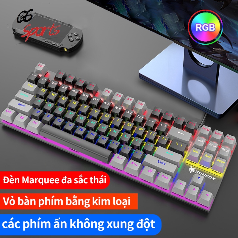 Bàn phím cơ máy tính để bàn laptop chơi game chống thấm nước có dây kết nối USB trục xanh lá cây bề mặt loại ánh