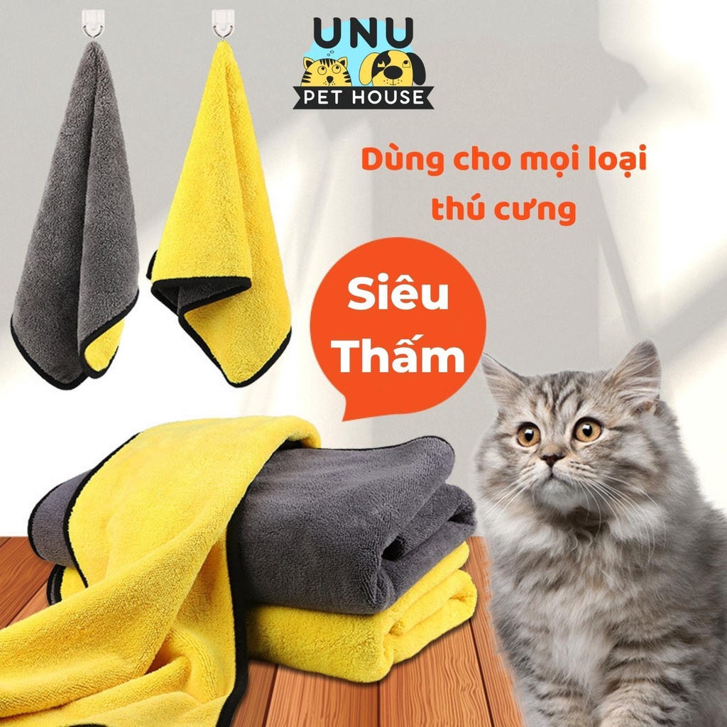 Khăn tắm cho chó mèo siêu thấm hút được làm từ micro fiber không xù lông, không bám bụi, chất dày dặn – UNU Pet House