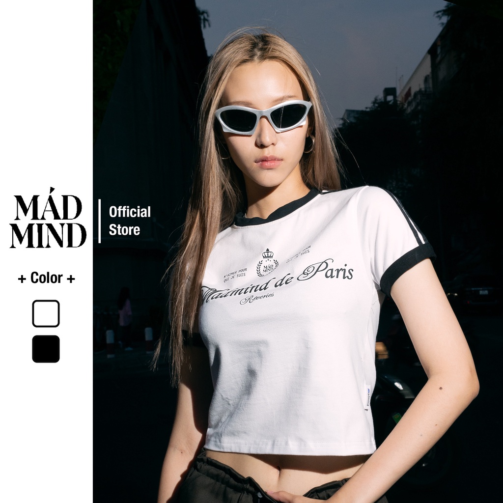 MADMIND | Form Baby | Paris - Áo Thun Phối 2 Sọc 100% Premium Cotton Màu Đen / Trắng