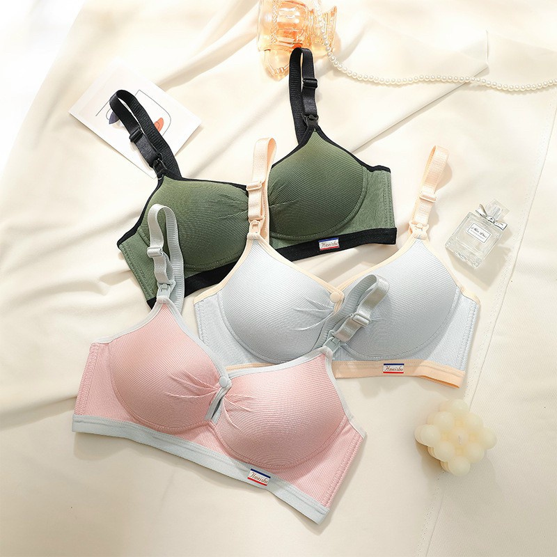 2099. Áo ngực bầu cho bé bú TĂM VIỀN DÒNG CAO CẤP sau sinh chống chảy xệ cotton phối viền màu shop Dososinh24