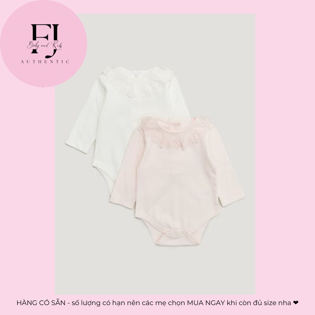 Áo body trẻ em chính hãng Matalan, áo body bé gái áo trắng cổ ren thêu hoa, áo hồng cổ ren thêu hoa, hàng hiệu cho bé